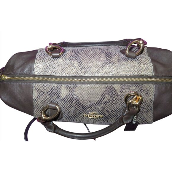 Coach 2014 Colette Brown Gray Exotic Python Graphite Embossed Leather Crossbody - Picture 12 of 16
